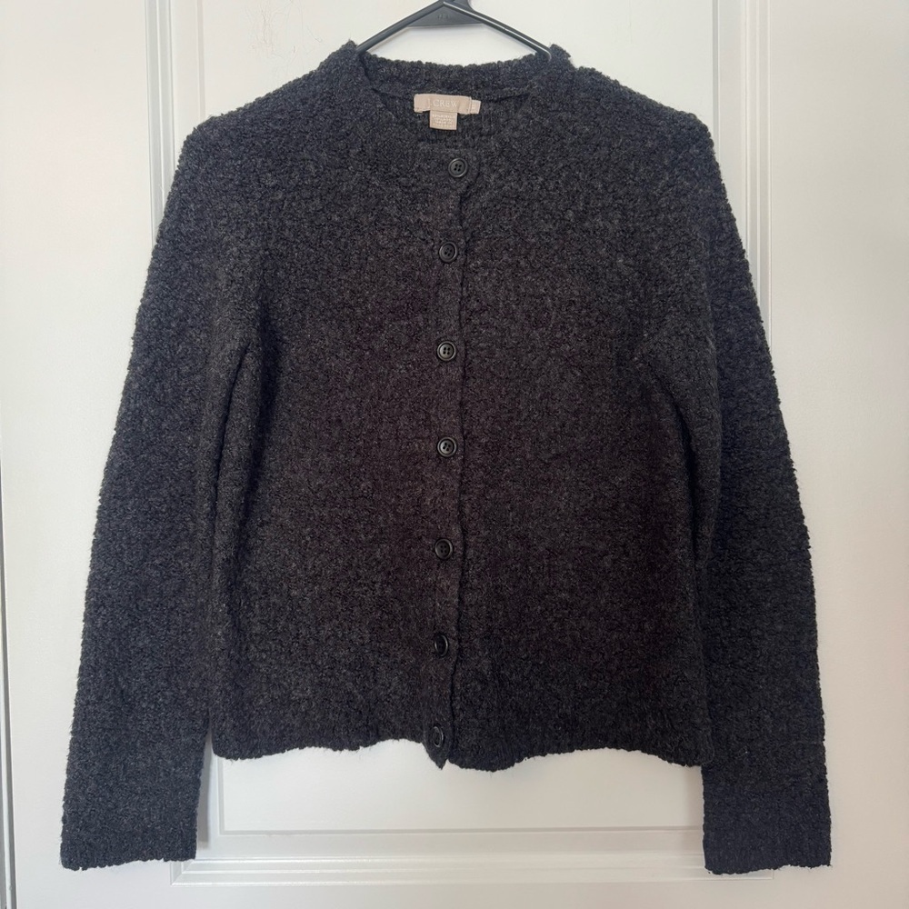 J. Crew Wool Blend Charcoal Button-Up Cardigan
